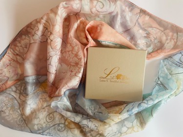 Hand painted silk scarf by Lana S