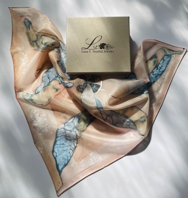 Silk scarf hand painted by Lana S 55x55cm