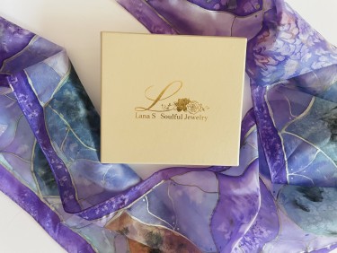 Hand painted silk scarf by Lana S