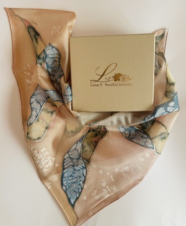 Silk scarf hand painted by Lana S 55x55cm