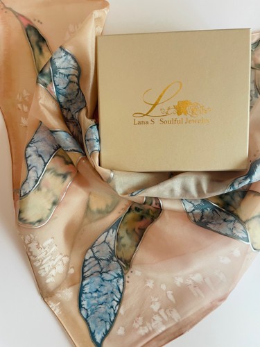 Silk scarf hand painted by Lana S 55x55cm