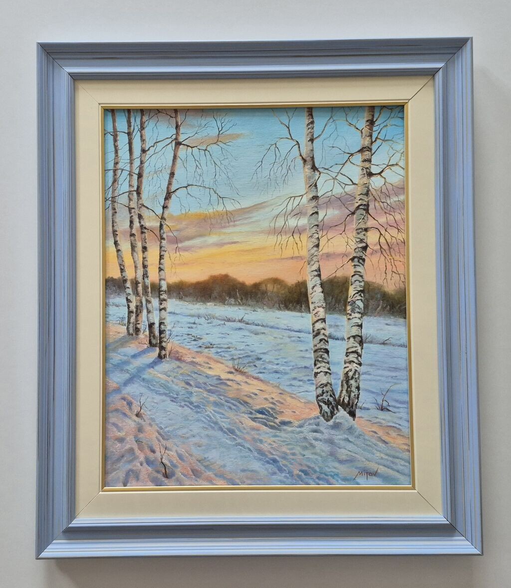 Oil on canvas - Magical winter morning, beautiful