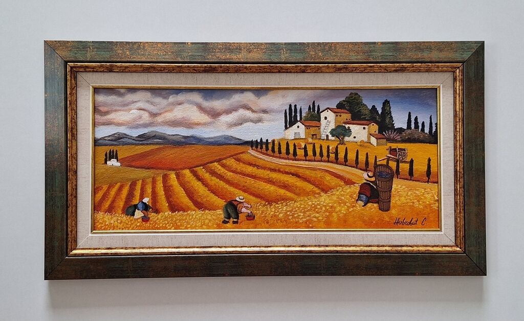 Oil on canvas - Harvest time, beautiful painting!