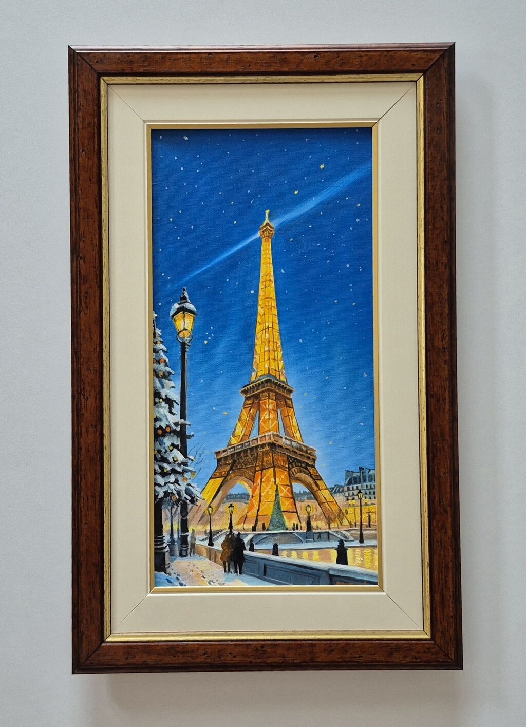 Oil on canvas - Snow in Paris, beautiful picture