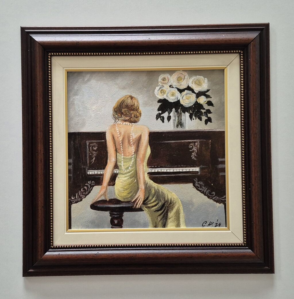 Oil on canvas - Pianist, beautiful painting