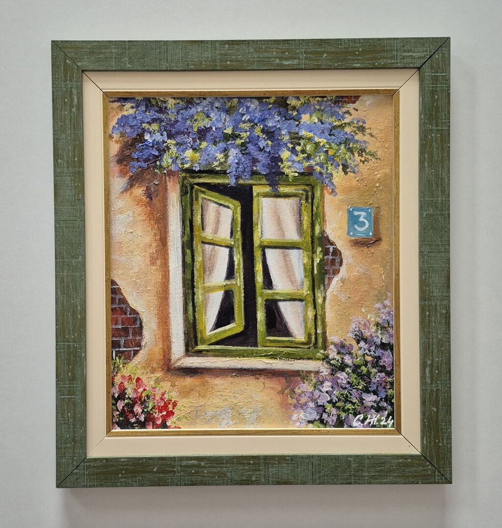 Oil on canvas - Old window in the garden