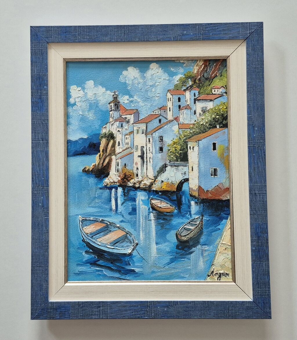 Oil on canvas - Blue lagoon, beautiful picture