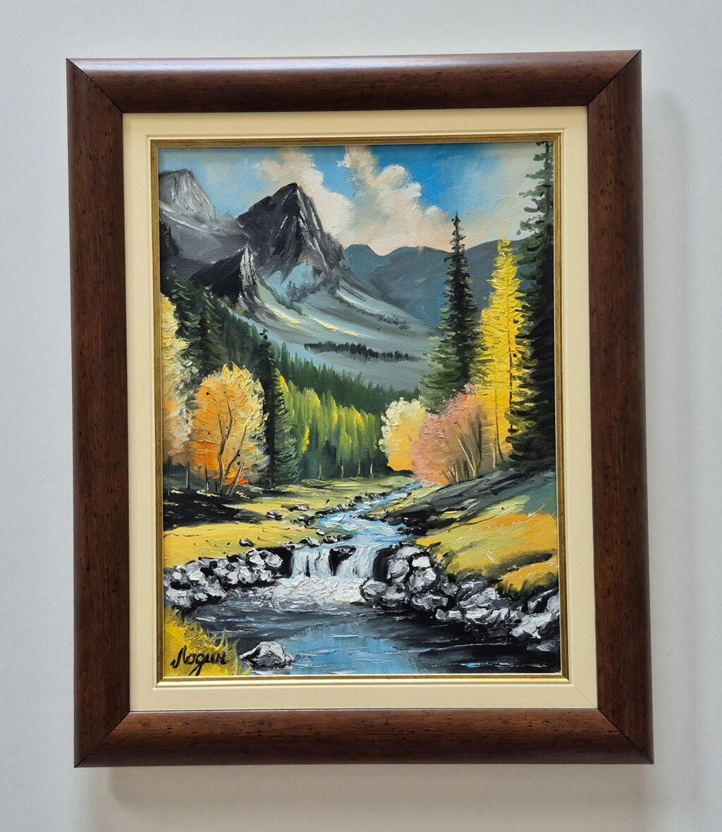 Oil on canvas - The sounds of the mountains, a beautiful picture