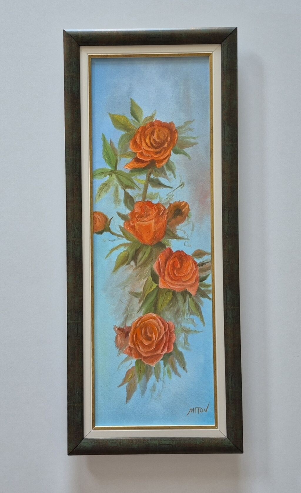 Oil on canvas - Big roses, beautiful picture