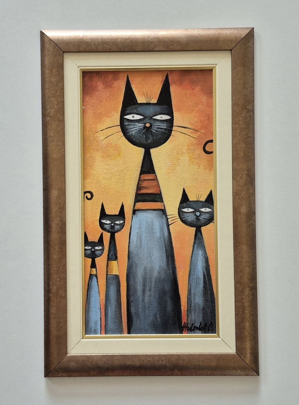 Oil on canvas - Cats, beautiful painting