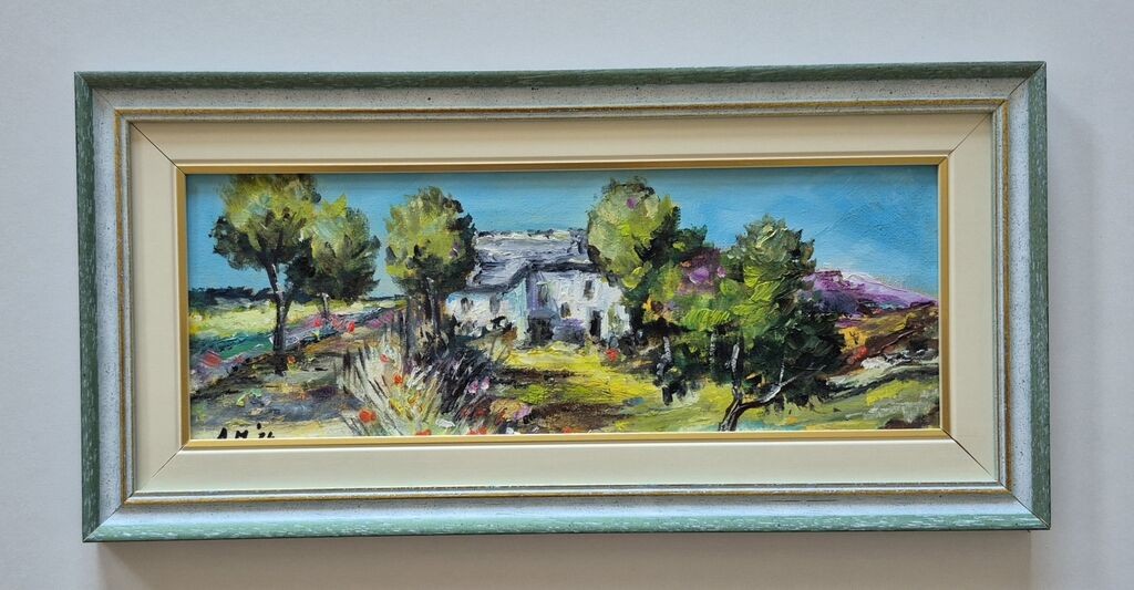 Oil on canvas - Mediterranean house, beautiful