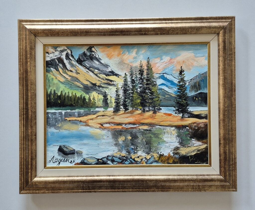 Oil on canvas - In the spirit of the mountain, beautiful