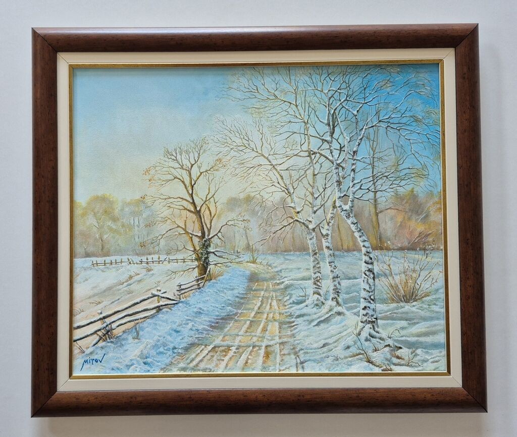 Oil on canvas - Snow in my alley, beautiful