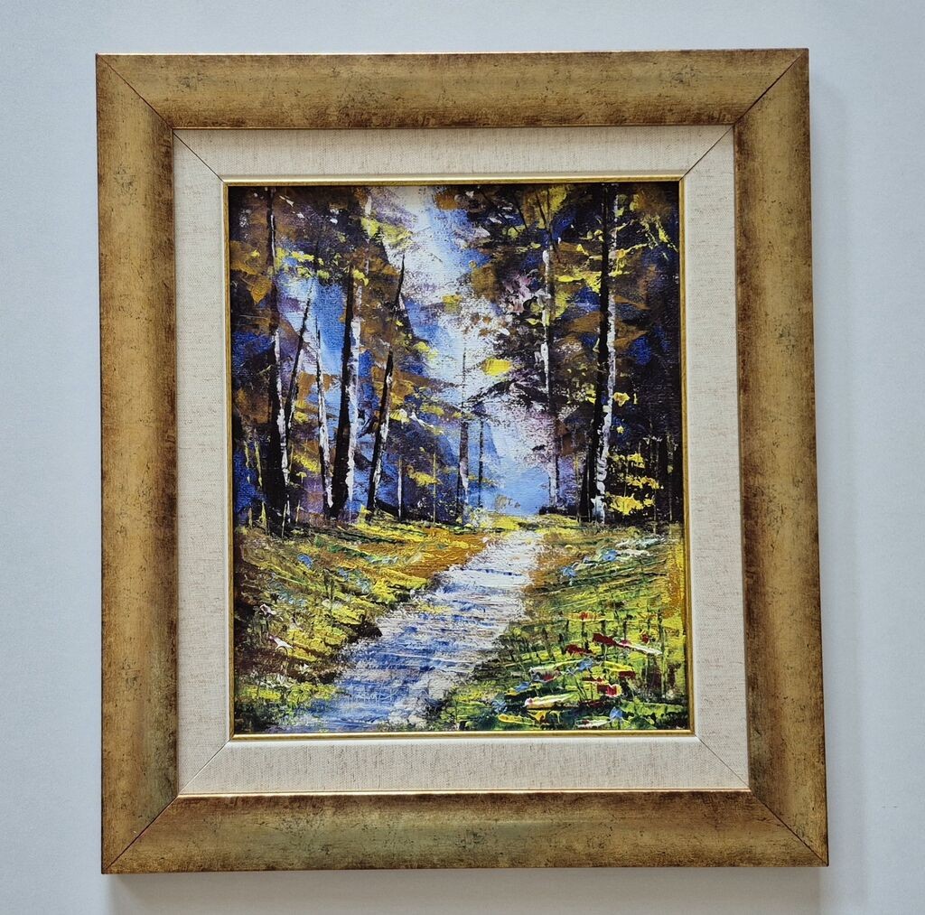 Oil on canvas - Forest trail, beautiful painting