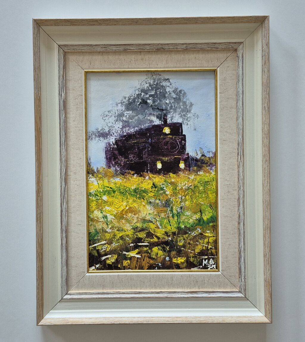 Oil on canvas - Locomotive, beautiful picture