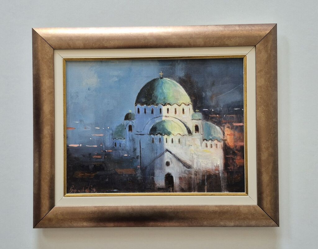 Oil on canvas - Church of St Save the night, beautiful
