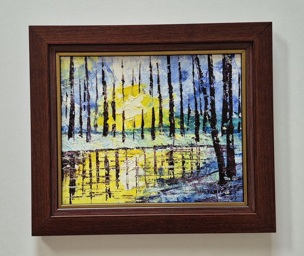 Oil on canvas - Sunrise and rivers