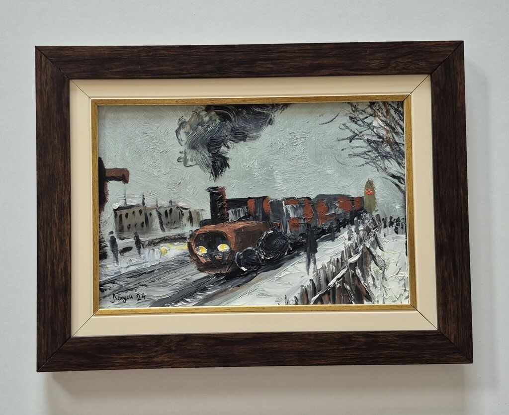 Oil on hardboard - Locomotive, beautiful