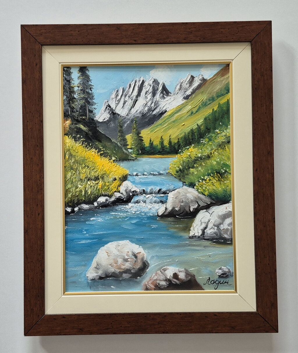 Oil on canvas - The heart of the mountain, a beautiful picture