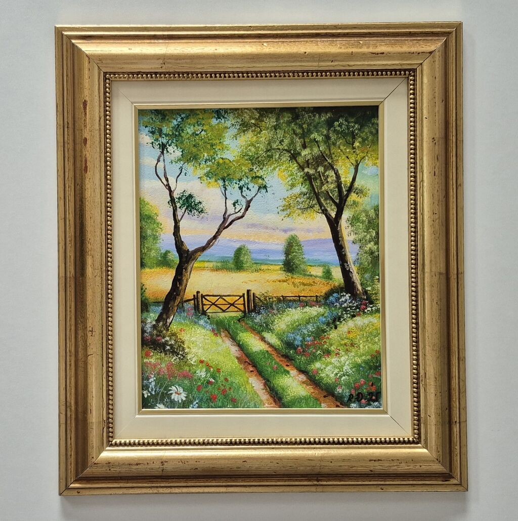 Oil on hardboard - Through a summer day, beautiful
