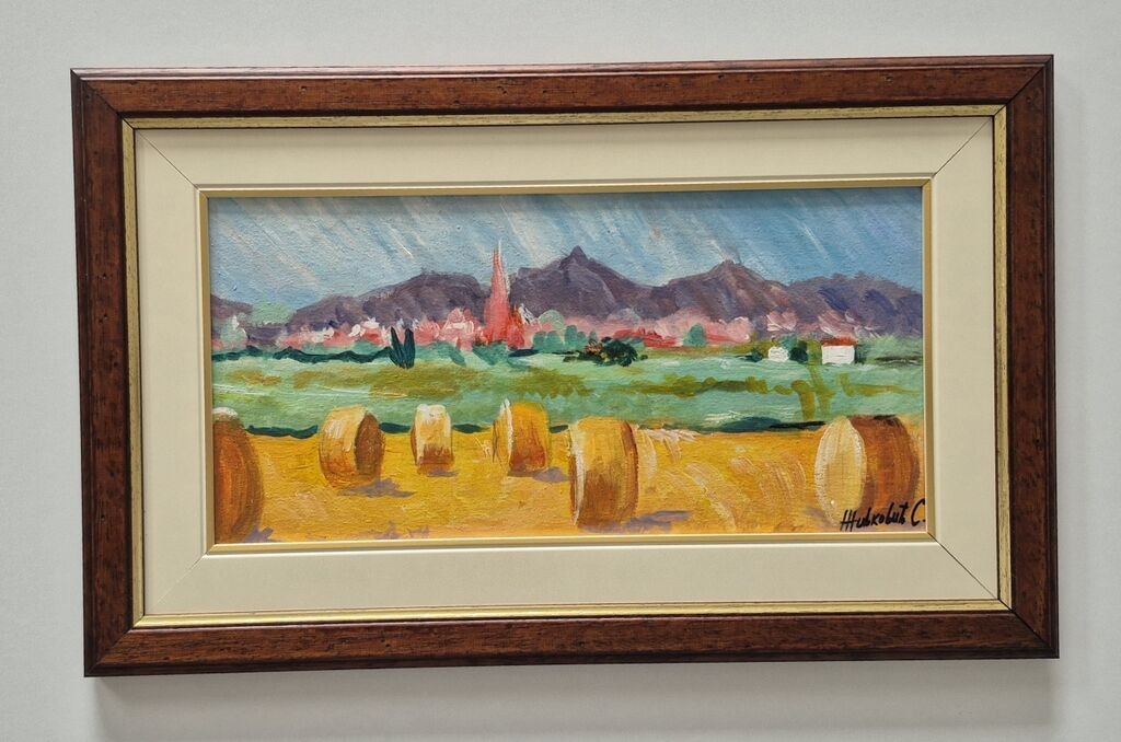 Oil on canvas - Summer day in the field, beautiful