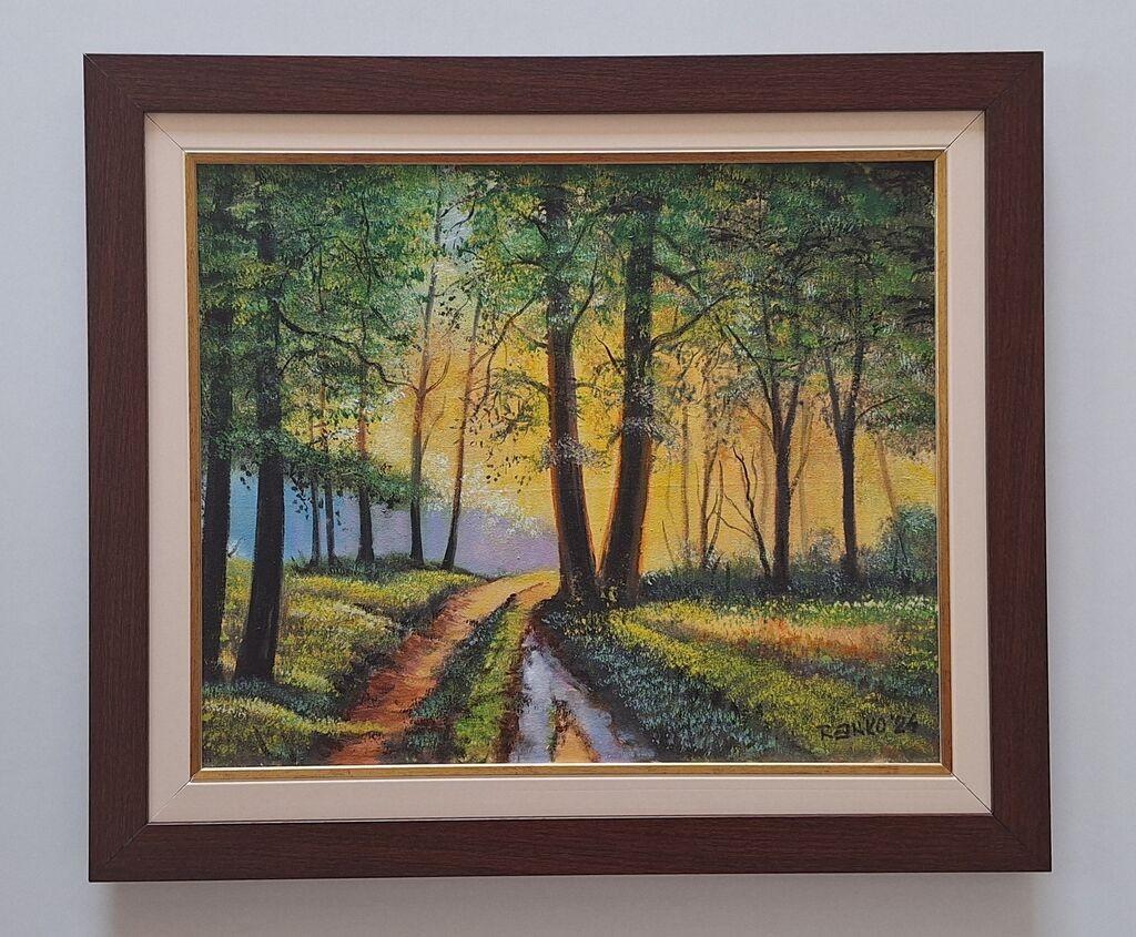 Oil on canvas - Sunny forest rays, beautiful!