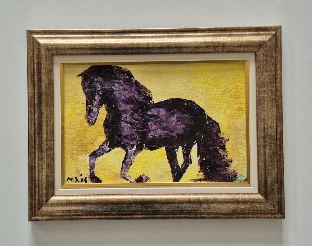 Oil on canvas - Cheerful horse, beautiful picture
