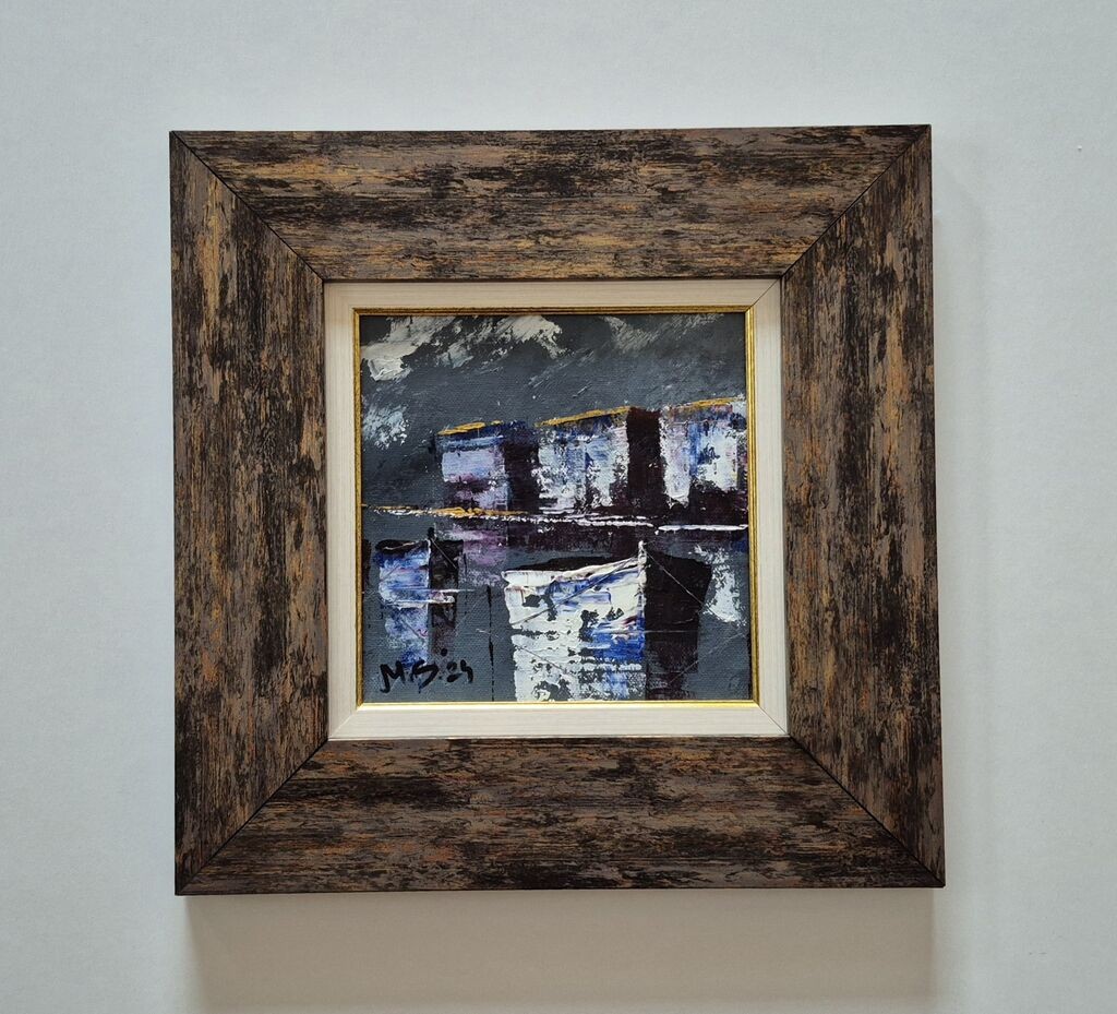 Oil on canvas - Little night at the sea, beautiful picture