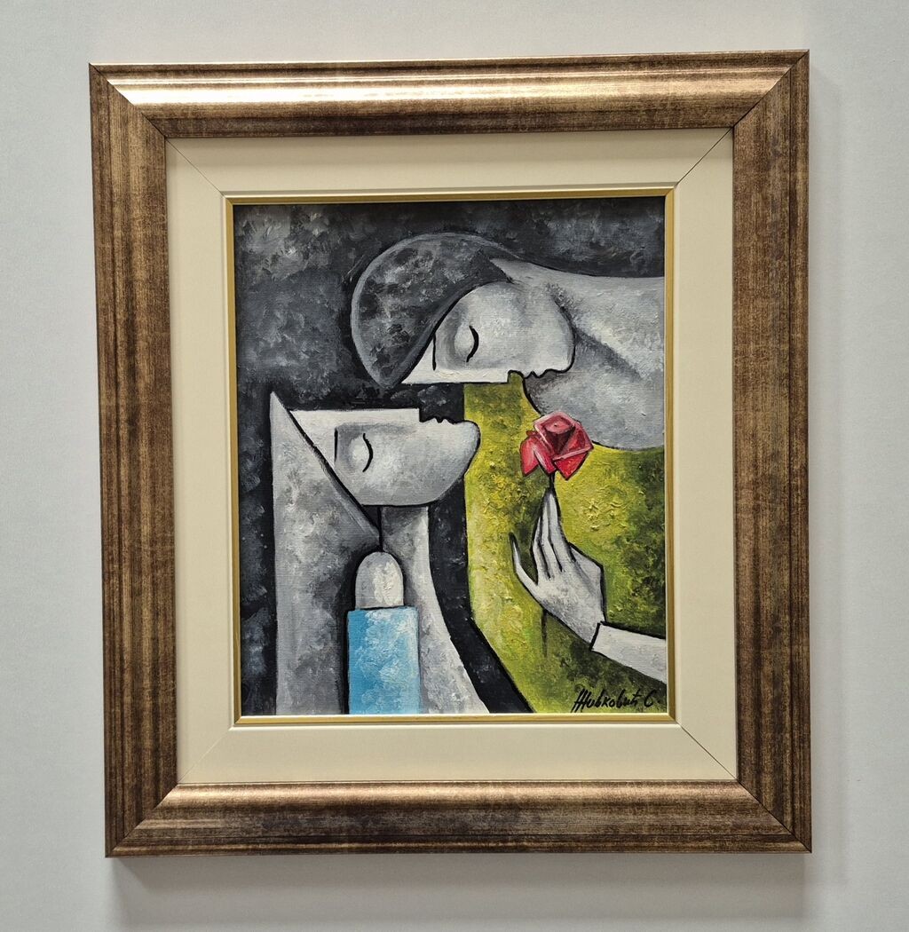 Oil on canvas - Courtship, beautiful painting