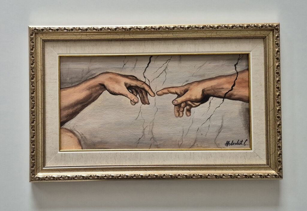 Oil on canvas - The Creation of Adam, a beautiful painting