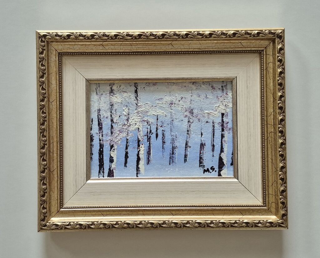Oil on canvas - Quiet winter, beautiful picture