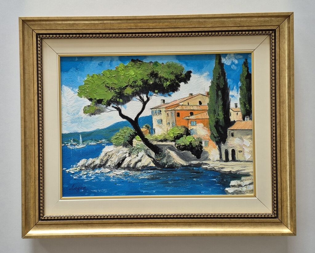 Oil on canvas - Italian sea coast, beautiful
