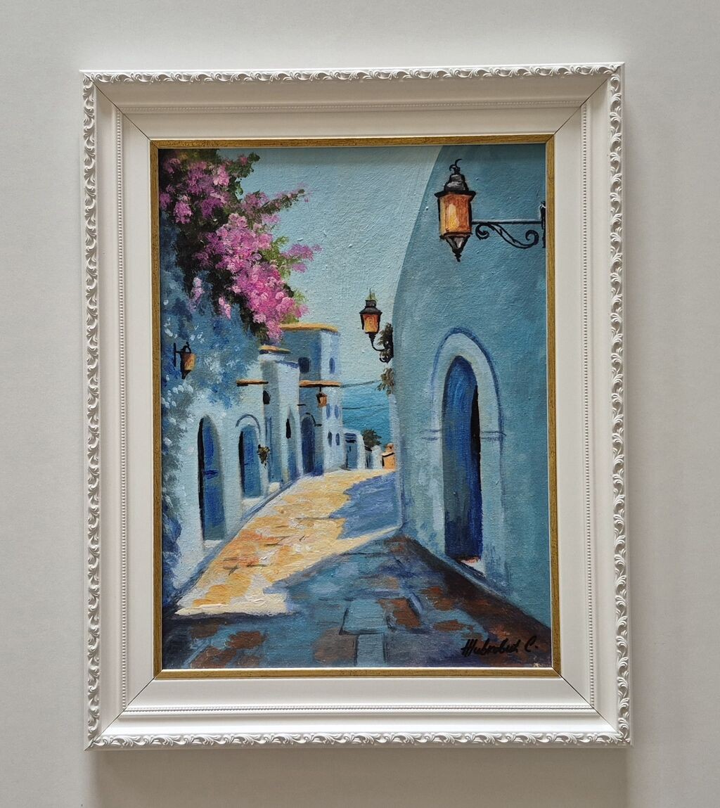 Oil on canvas - Street to the sea, beautiful painting