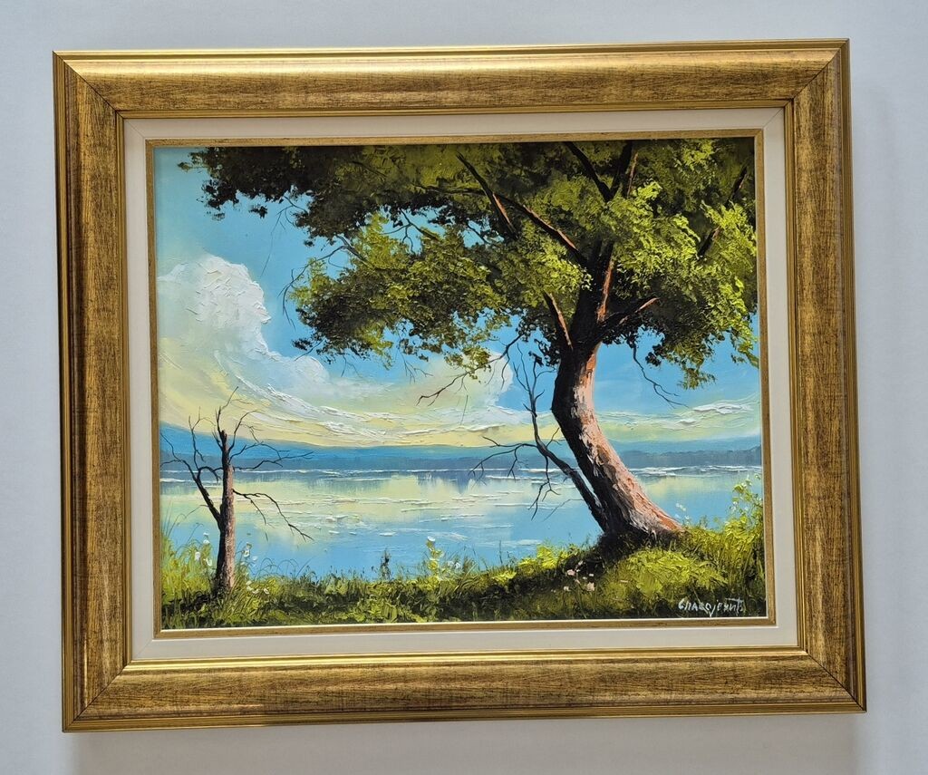 Oil on canvas - Blue oasis, beautiful painting