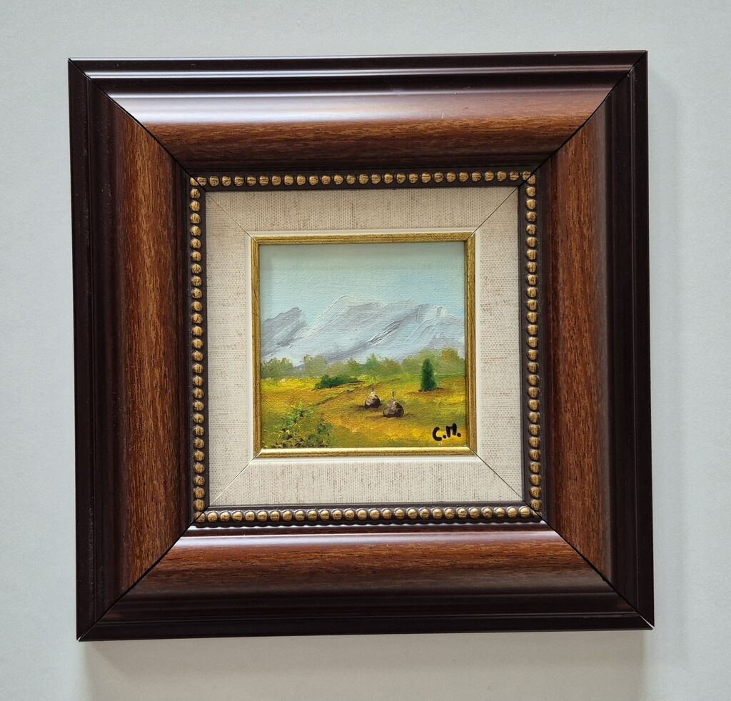 Oil on canvas - Rural landscape - Miniature