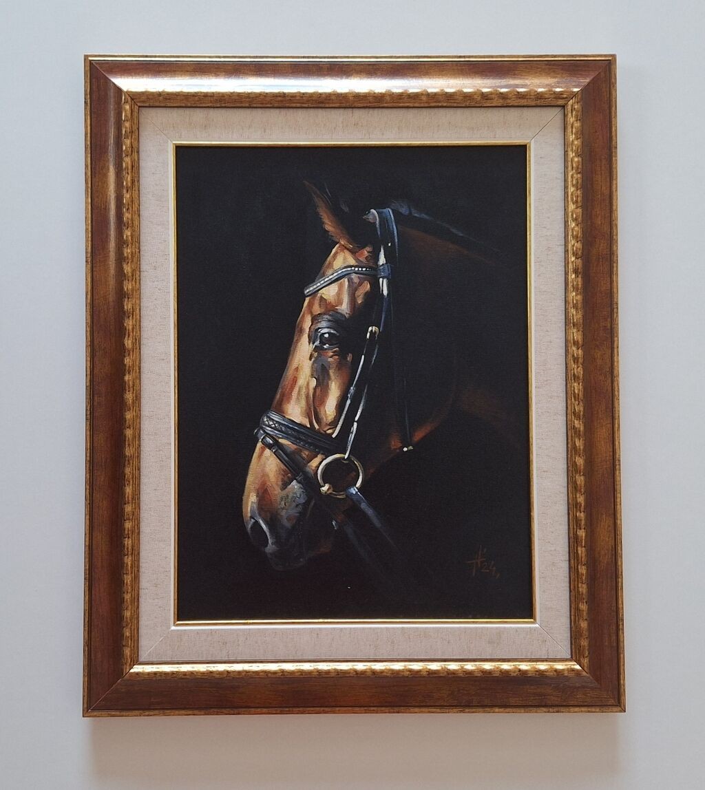 Oil on canvas - Portrait of a Horse, a beautiful picture!