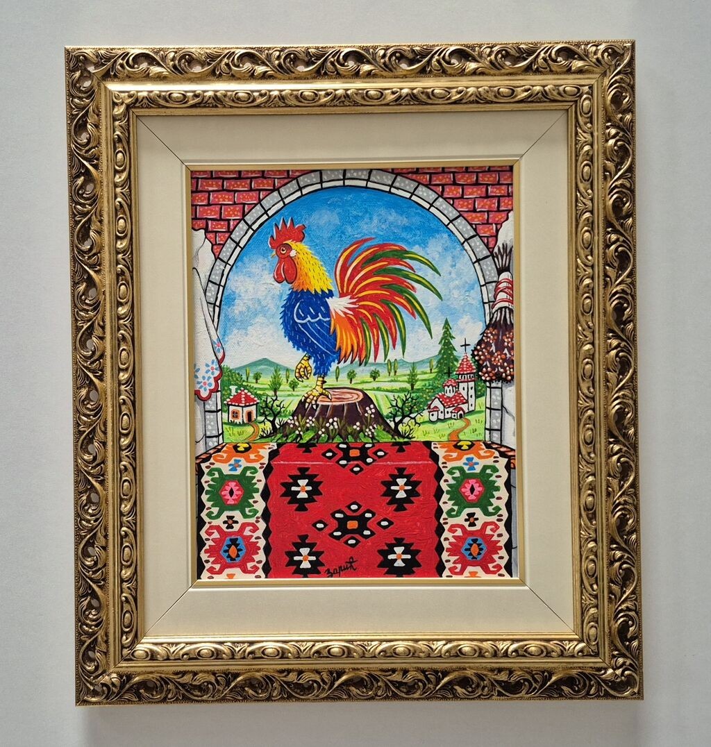 Naiva, oil on canvas - Serbian window, beautiful
