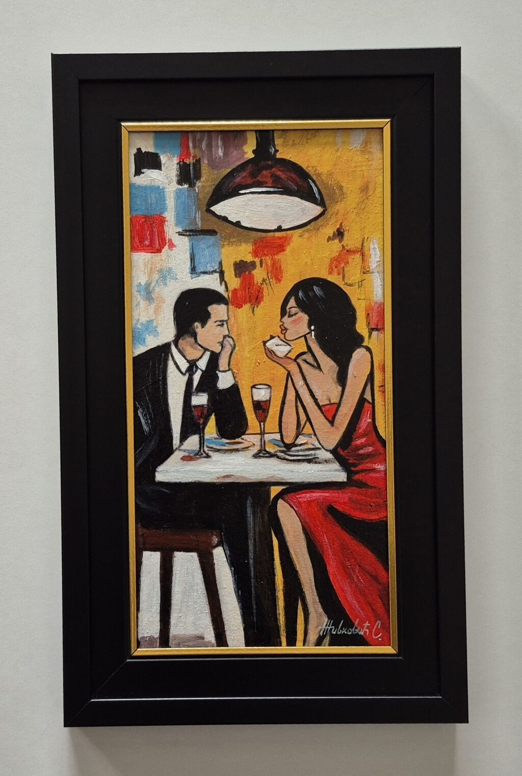 Oil on canvas - Evening out, beautiful
