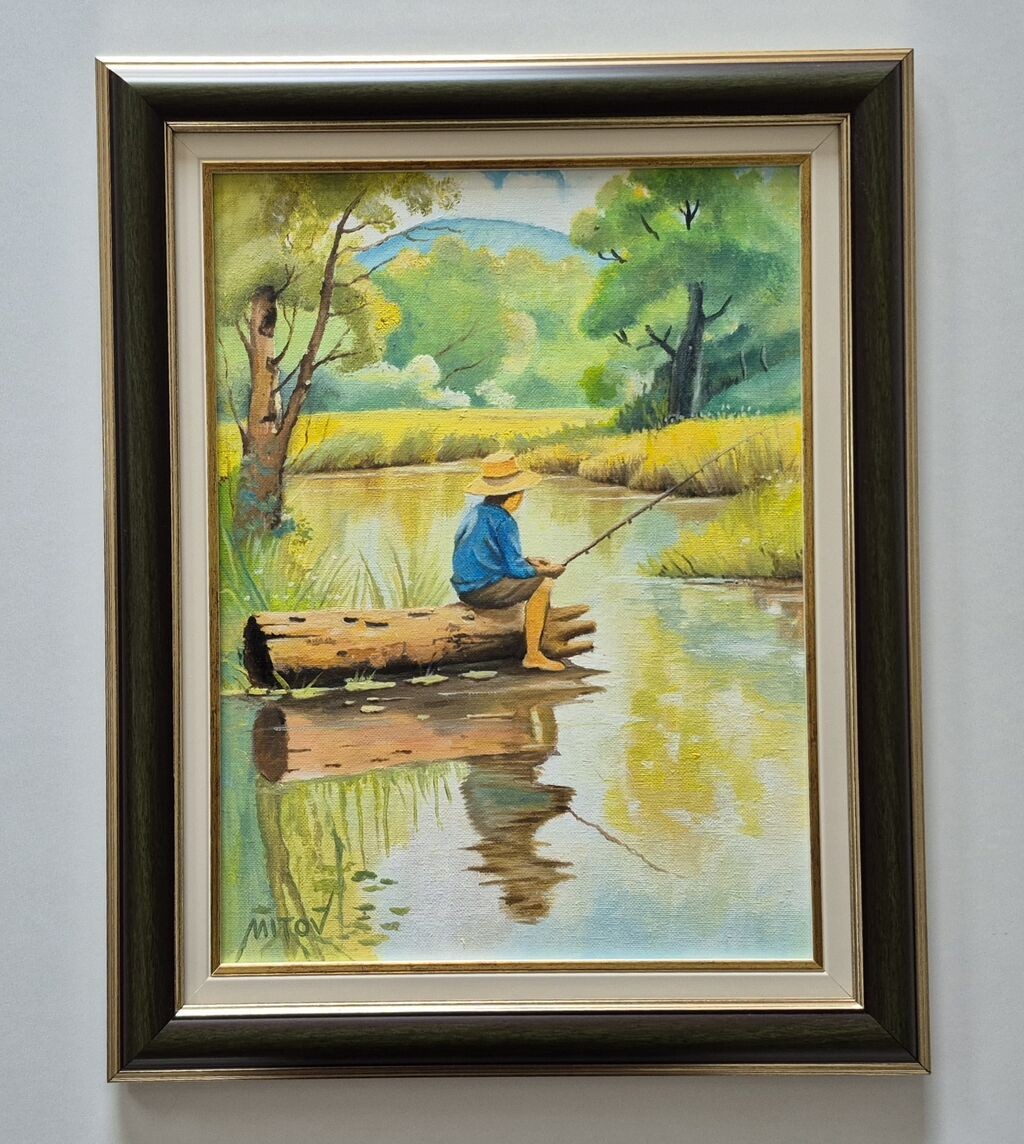 Oil on canvas - Small fisherman, beautiful picture