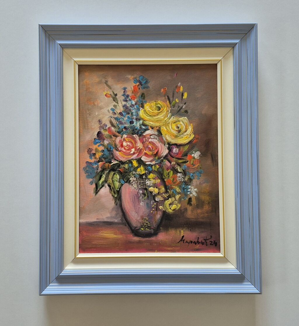 Oil on canvas - Vase with flowers 08, beautiful painting