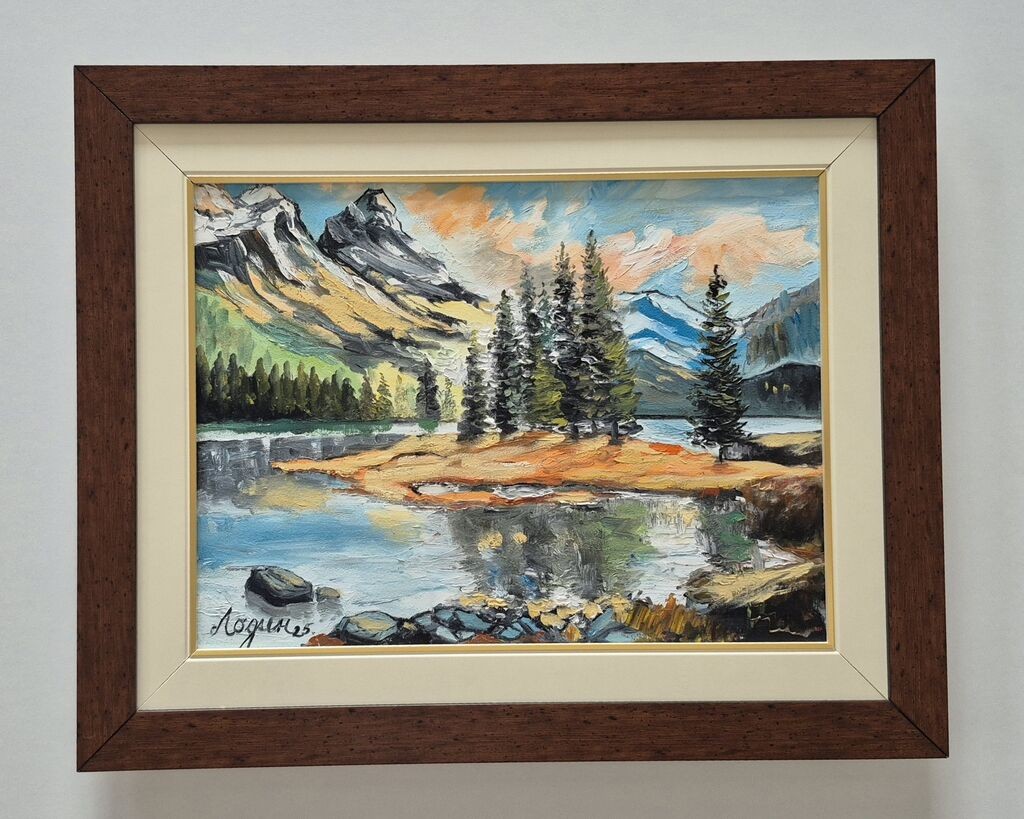 Oil on canvas - Mountain landscape, beautiful picture