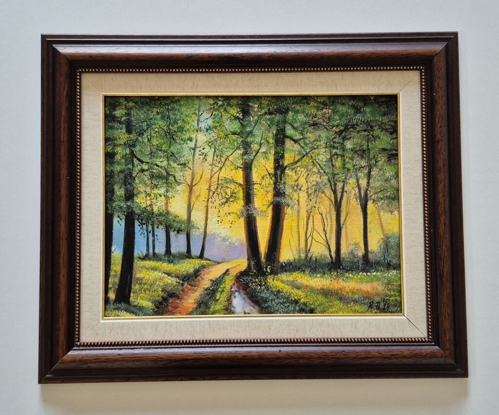 Oil on canvas - Morning in the forest, beautiful picture