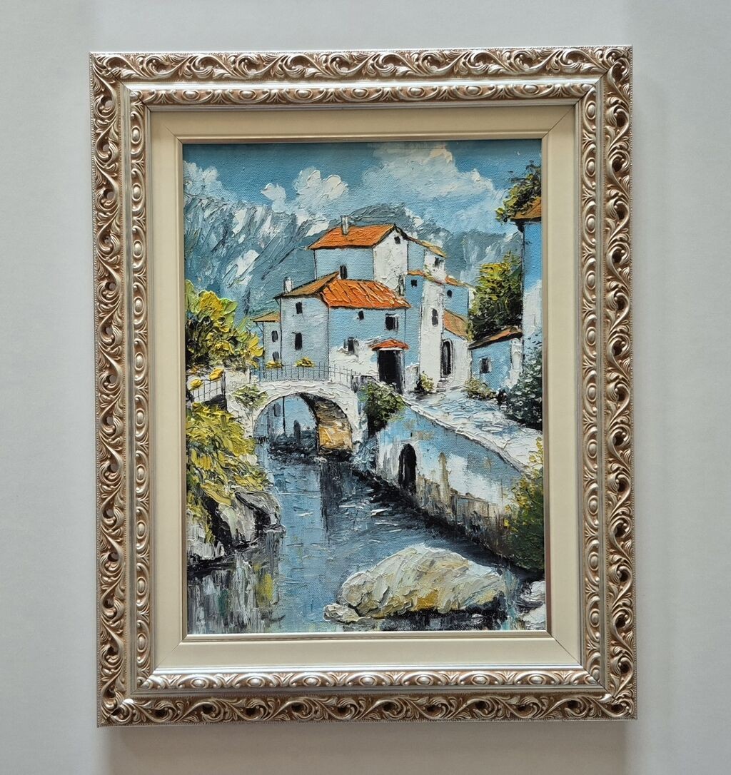 Oil on canvas - Old town, beautiful picture