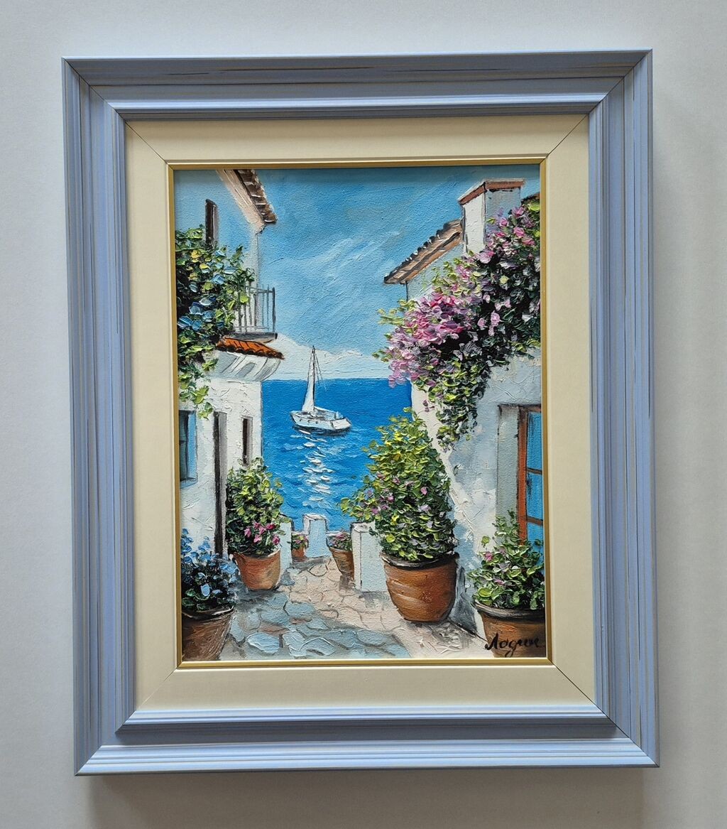 Oil on canvas - Landscape from the sea 22, beautiful picture