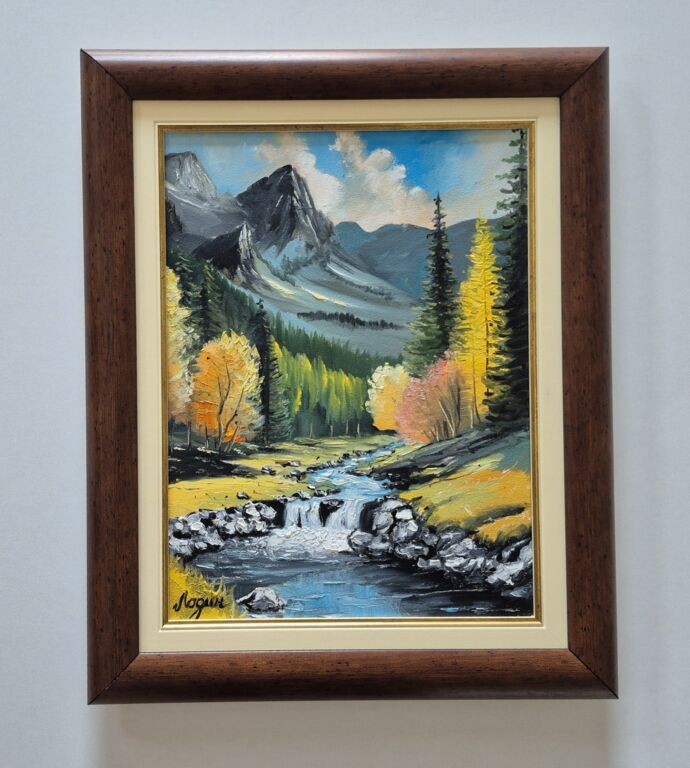 Oil on canvas - Autumn in the mountains, beautiful