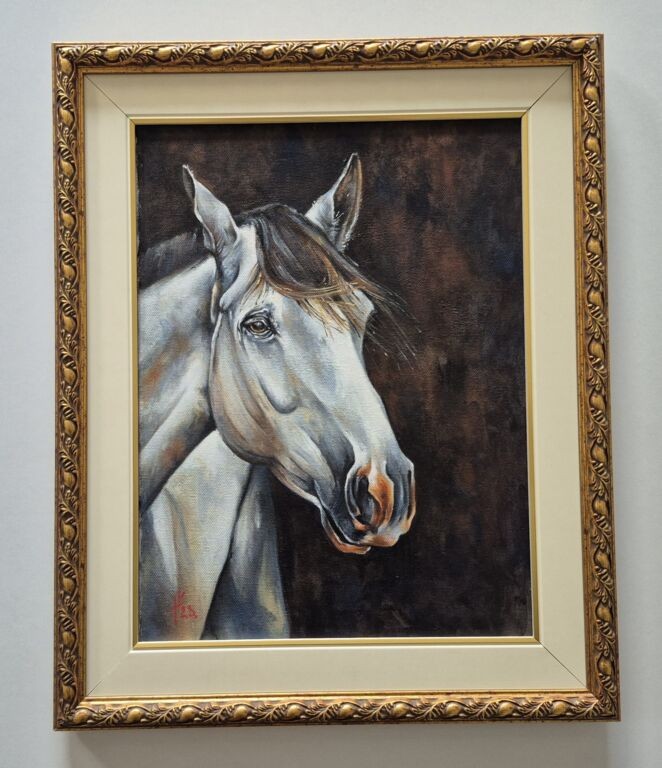 Oil on canvas - Sweet horse, beautiful picture