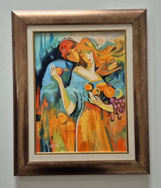 Oil on canvas - Courtship, beautiful painting