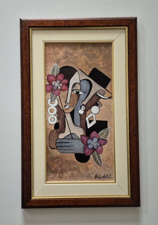 Oil on canvas - Gentleman and lady, beautiful painting