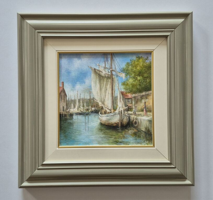 Oil on canvas - Old ship, beautiful picture