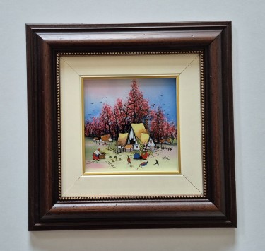 Naiva, oil on glass - Life in the village by Dusko Dule